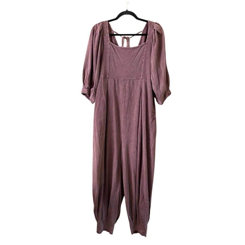 Easel Dusty Mauve Square Neck Chinch Ankle Jumpsuit NWOT Size Small Boho